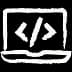Illustration of a laptop with a </> on the screen